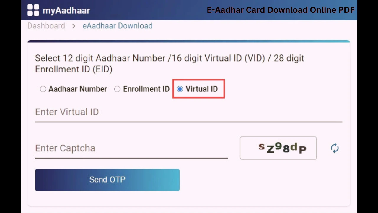 e aadhar card download online pdf